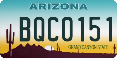 AZ license plate BQC0151