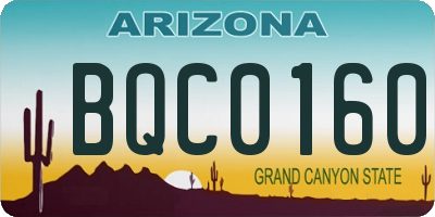 AZ license plate BQC0160