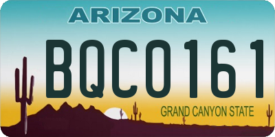 AZ license plate BQC0161