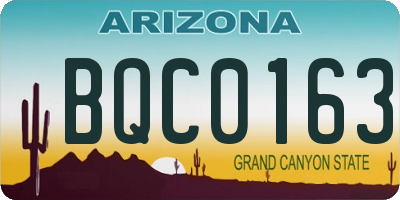 AZ license plate BQC0163