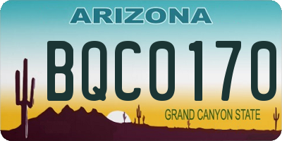 AZ license plate BQC0170