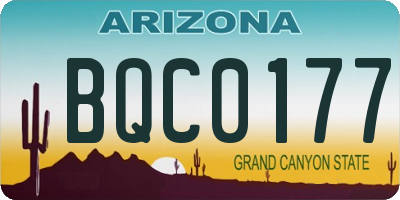 AZ license plate BQC0177