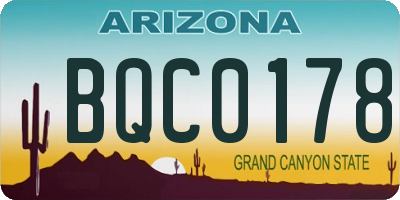 AZ license plate BQC0178