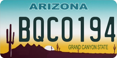 AZ license plate BQC0194