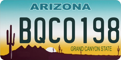 AZ license plate BQC0198