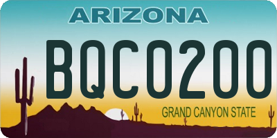 AZ license plate BQC0200