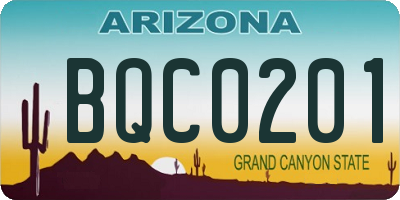 AZ license plate BQC0201