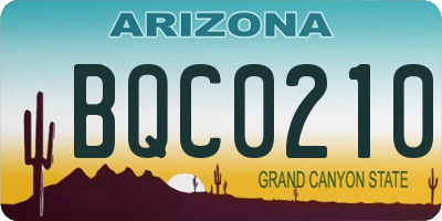 AZ license plate BQC0210