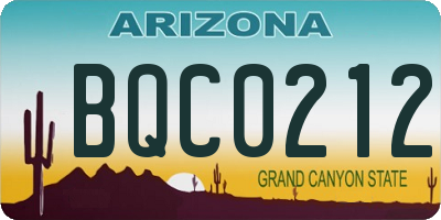 AZ license plate BQC0212