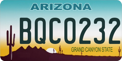 AZ license plate BQC0232