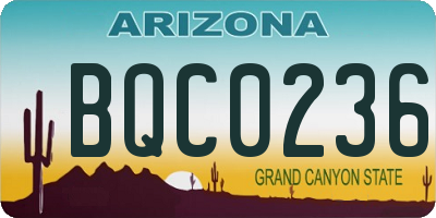 AZ license plate BQC0236