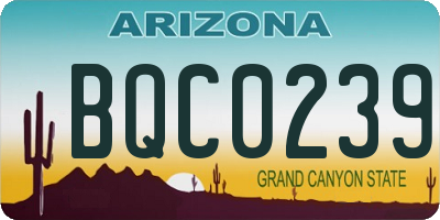 AZ license plate BQC0239