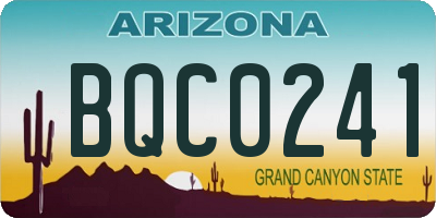 AZ license plate BQC0241