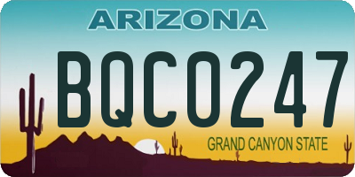 AZ license plate BQC0247