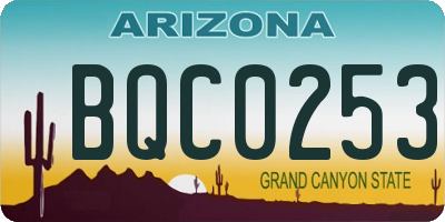 AZ license plate BQC0253