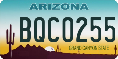 AZ license plate BQC0255