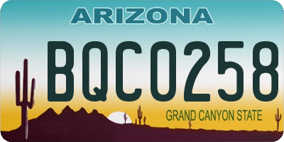 AZ license plate BQC0258