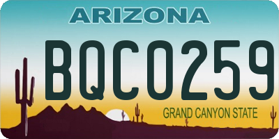 AZ license plate BQC0259