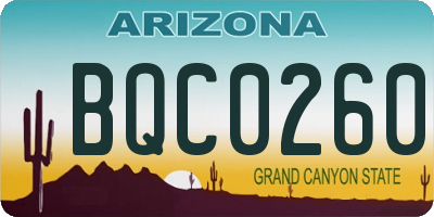 AZ license plate BQC0260