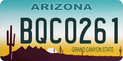 AZ license plate BQC0261