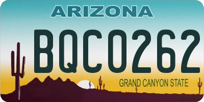 AZ license plate BQC0262