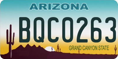 AZ license plate BQC0263