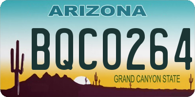 AZ license plate BQC0264