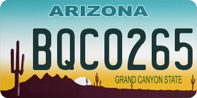 AZ license plate BQC0265