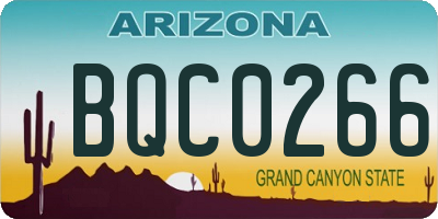 AZ license plate BQC0266