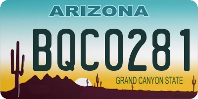 AZ license plate BQC0281