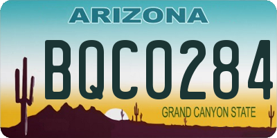 AZ license plate BQC0284