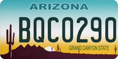 AZ license plate BQC0290