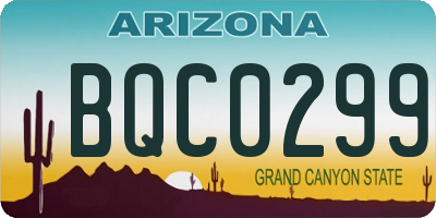 AZ license plate BQC0299