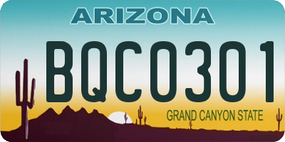 AZ license plate BQC0301