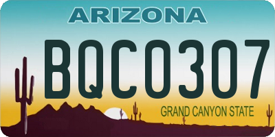 AZ license plate BQC0307