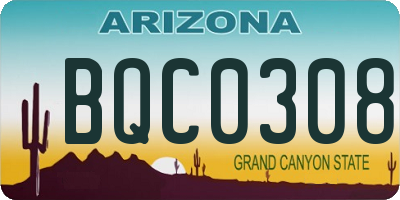 AZ license plate BQC0308