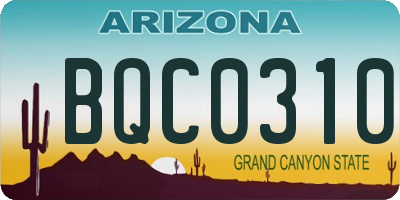 AZ license plate BQC0310