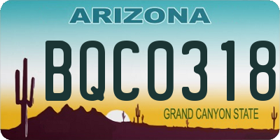 AZ license plate BQC0318