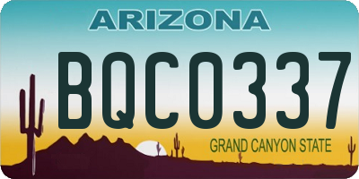 AZ license plate BQC0337