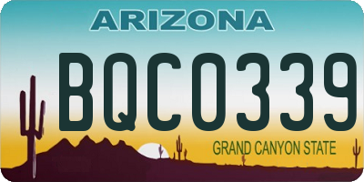 AZ license plate BQC0339