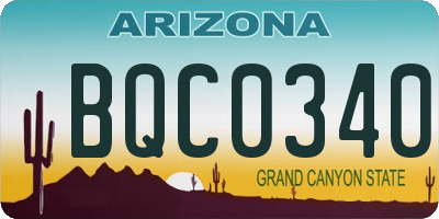 AZ license plate BQC0340