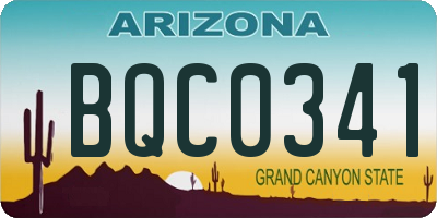AZ license plate BQC0341