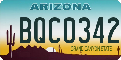 AZ license plate BQC0342