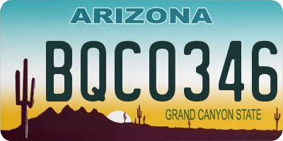 AZ license plate BQC0346