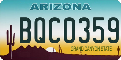 AZ license plate BQC0359
