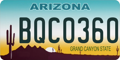 AZ license plate BQC0360