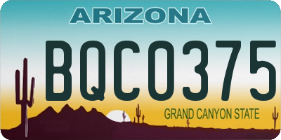 AZ license plate BQC0375