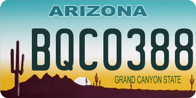 AZ license plate BQC0388