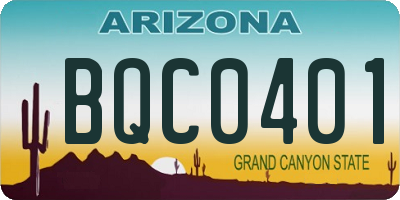 AZ license plate BQC0401