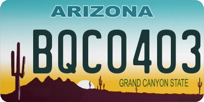 AZ license plate BQC0403